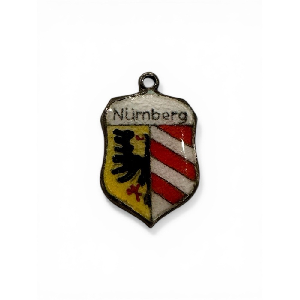 Vintage German Sterling Silver ENAMELED NURNBERG SHIELD Bracelet‎ Charm